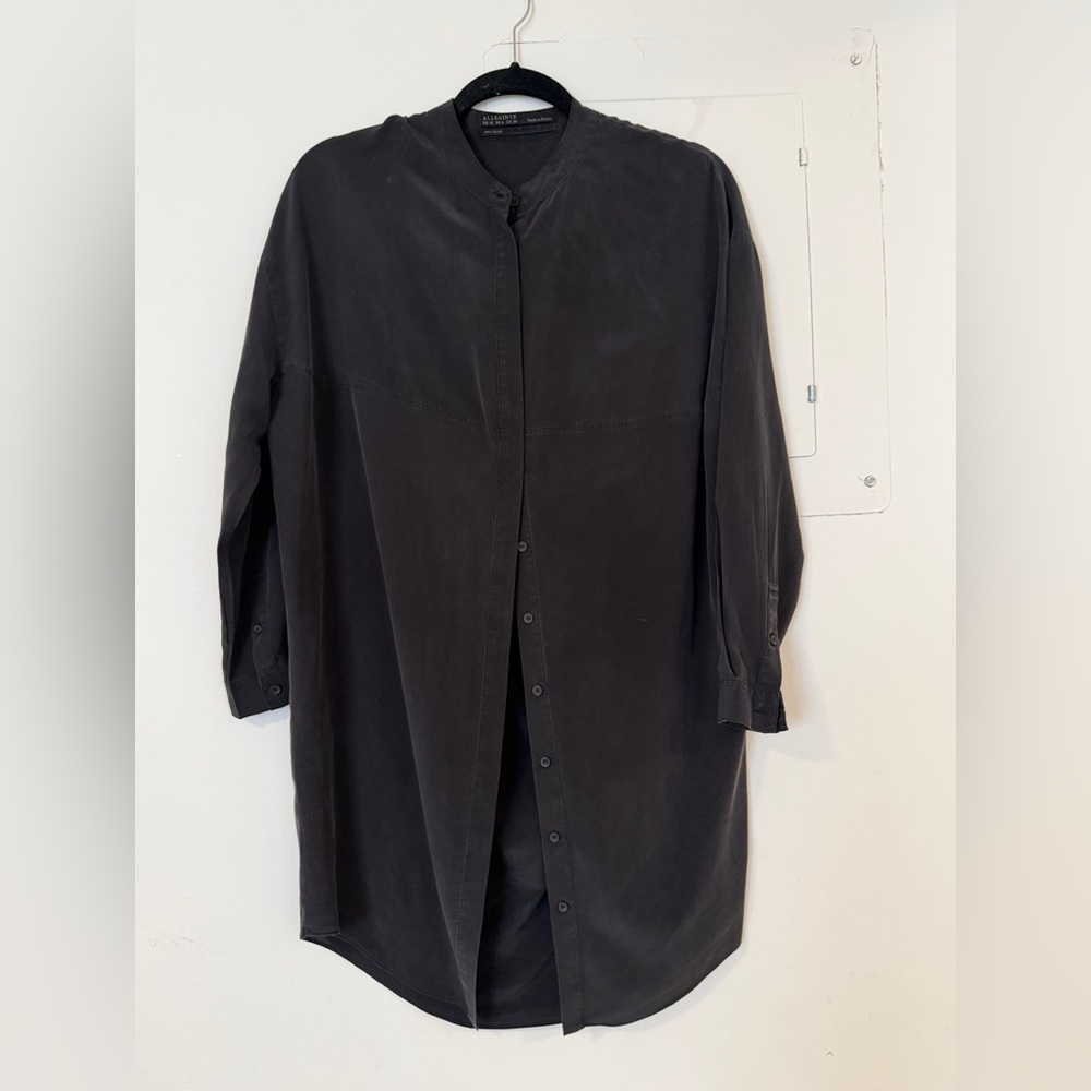 All Saints Silk Black Button Dress / Tunic